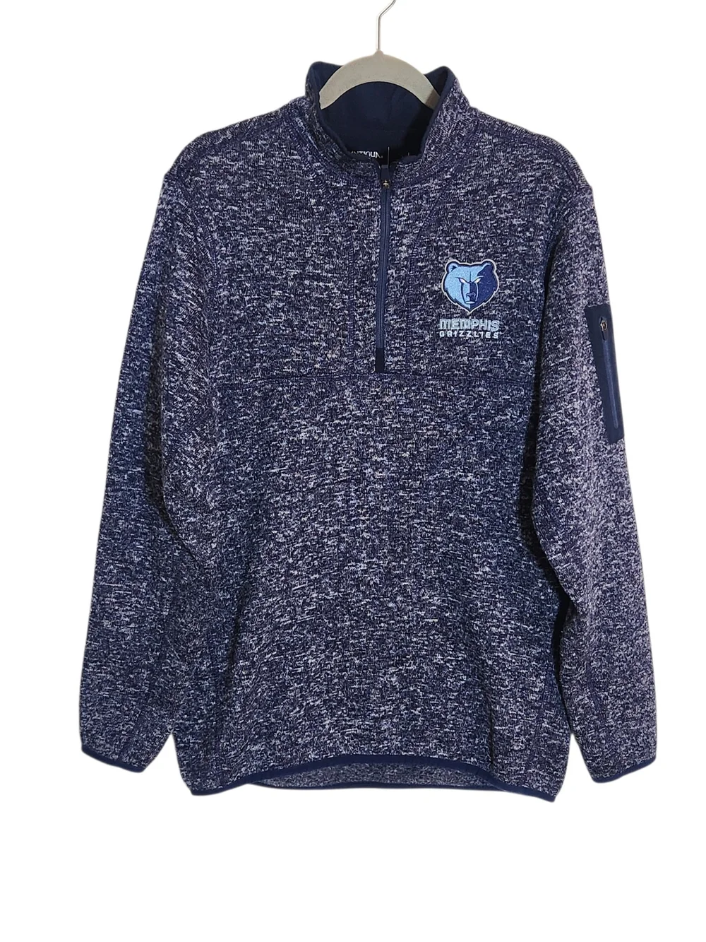 Antigua Memphis Grizzlies Heathered Navy Quarter Zip Pullover Size Large